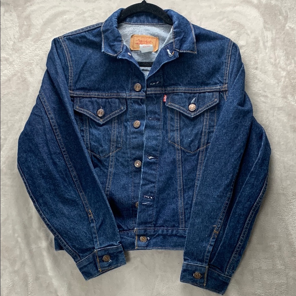LEVI 18 UNISEX BUTTON DOWN VTG DENIM JEAN JACKET RED TAG ✬ BLUE 70706-0216